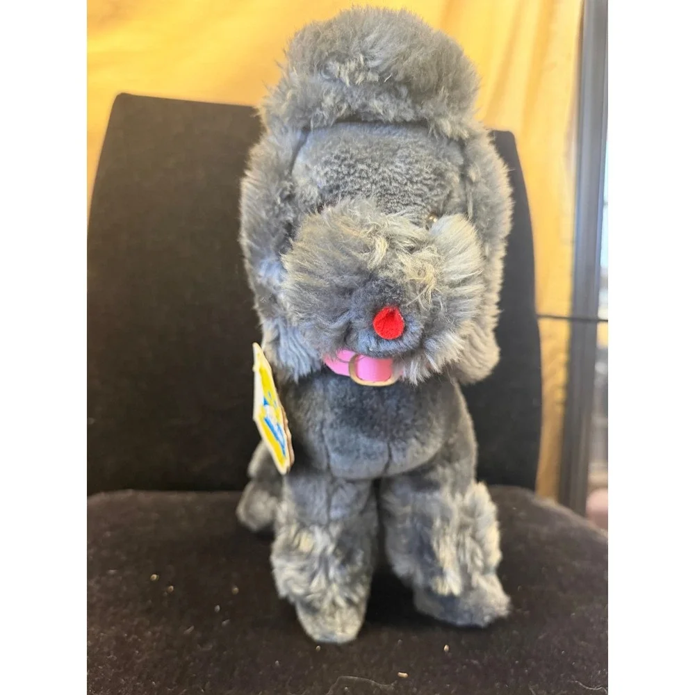 Vintage Dakin Nature Babies Pom Pom Poodle Grey Plush Stuffed Animal 31-1784 NWT